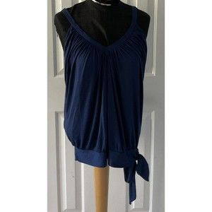 Vintage United Colors Of Benetton Tank Top Blouse Blue W/Side Tie. Not Sized.